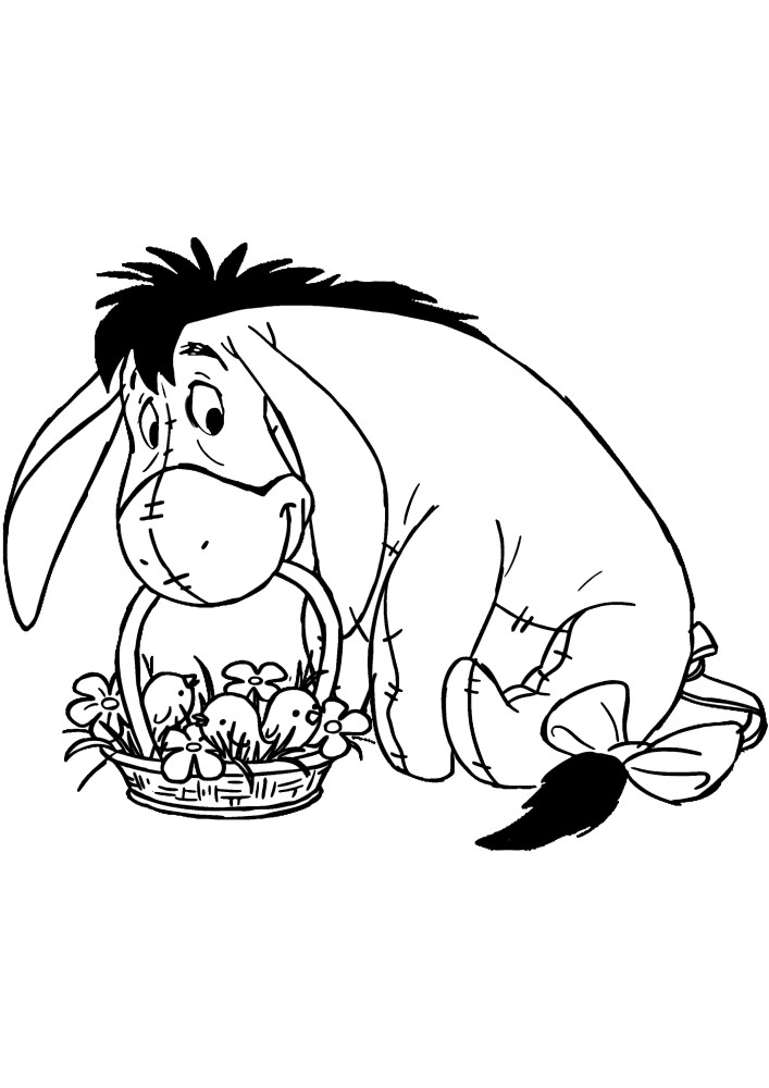Eeyore the donkey with a basket for Easter