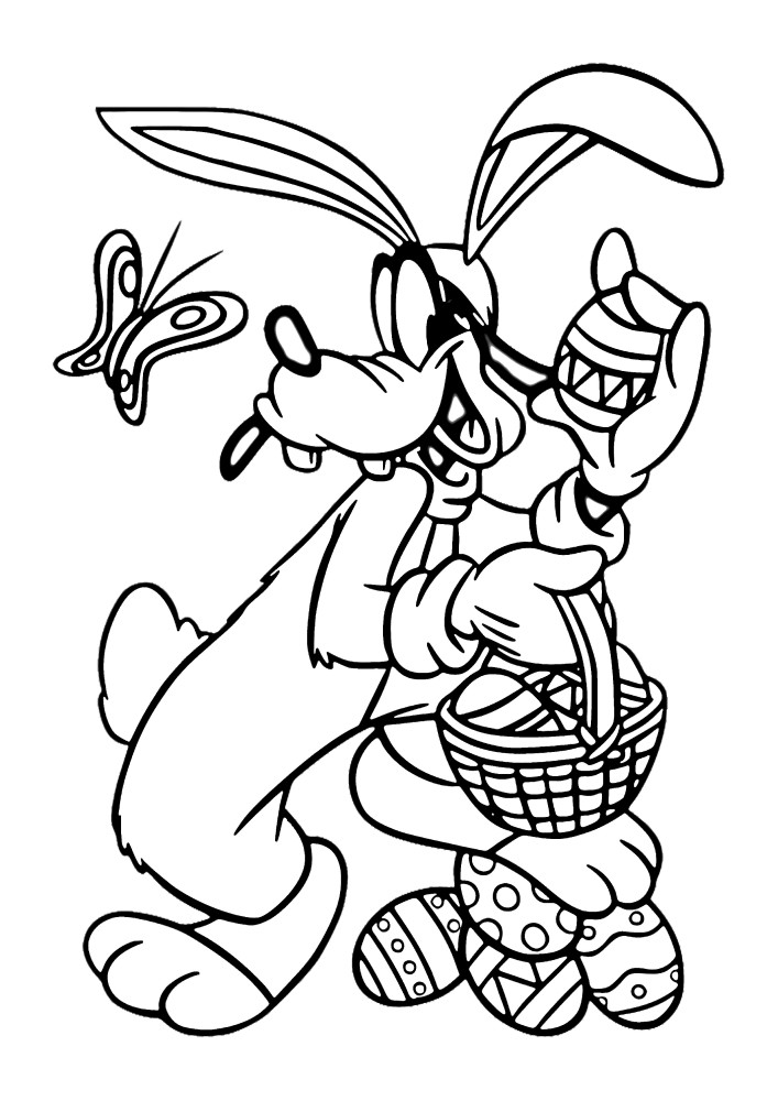 Mickey mouse en un disfraz de conejito de Pascua