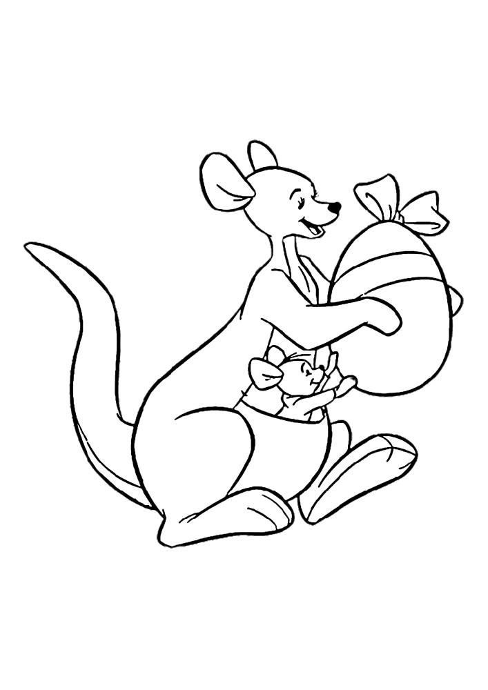 Das Känguru trägt ein Osterei ei