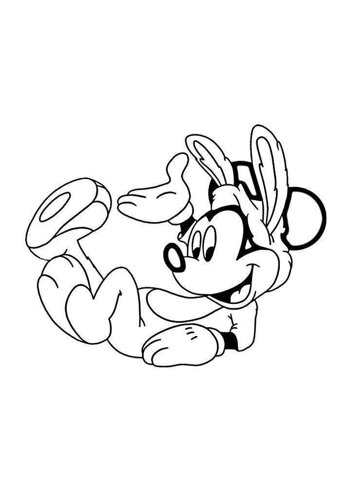 Mickey mouse em uma fantasia de coelhinho da Páscoa