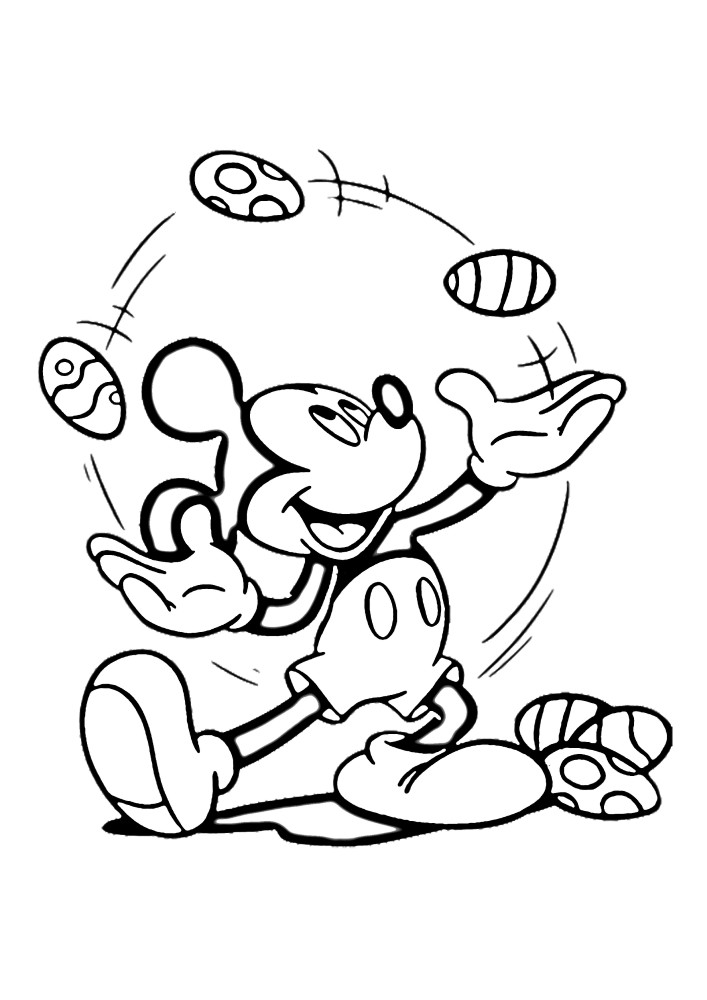 Mickey Mouse et Minnie Mouse donnent un panier de Pâques dans lequel les testicules sont cachés sous les fleurs