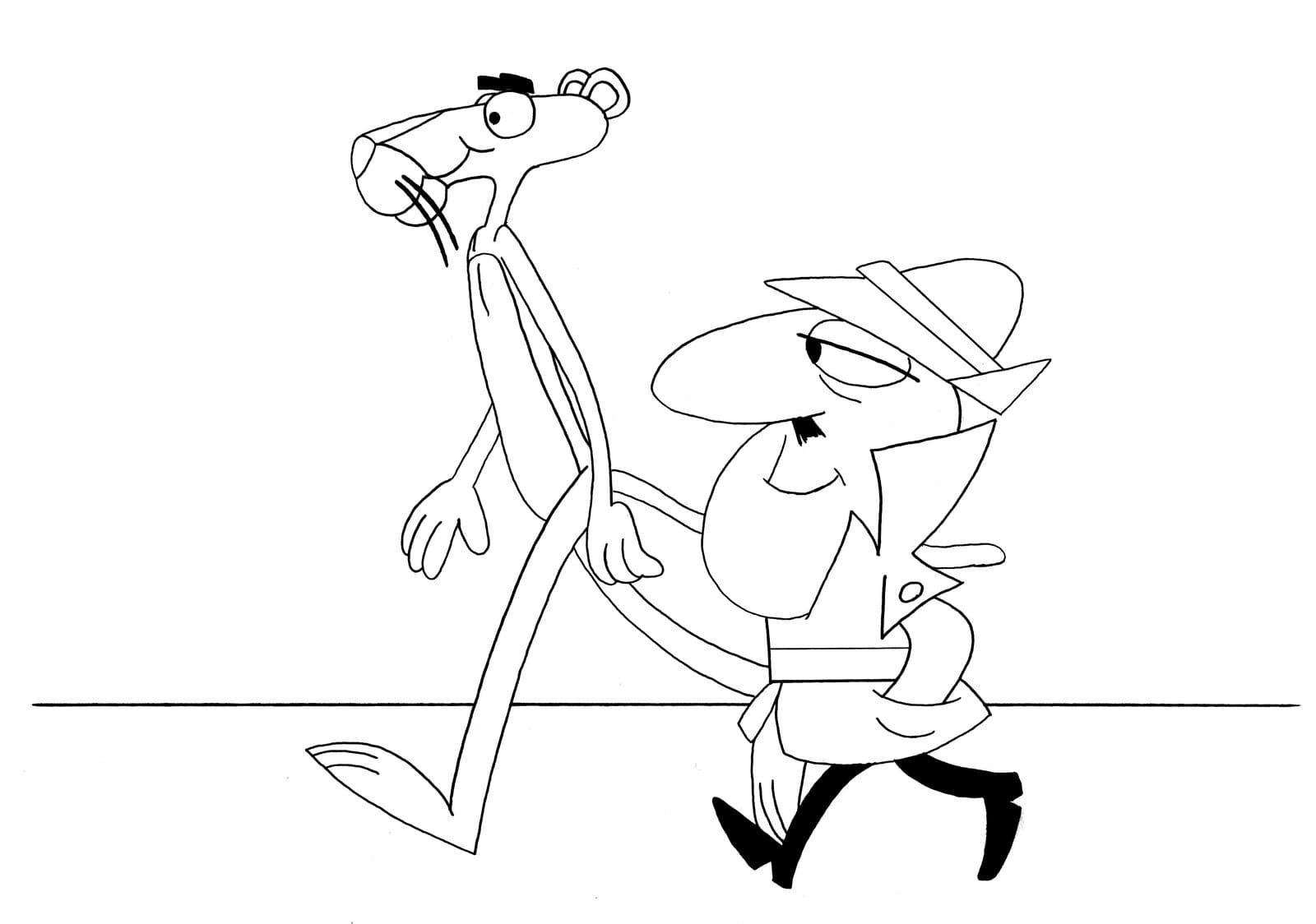 Coloring page Pink Panther Pink Panther and his Partner