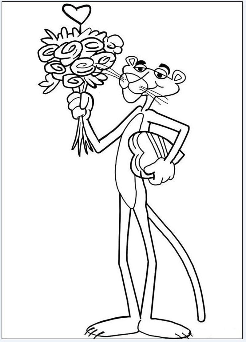 Coloring page Pink Panther Pink Panther is going on a date