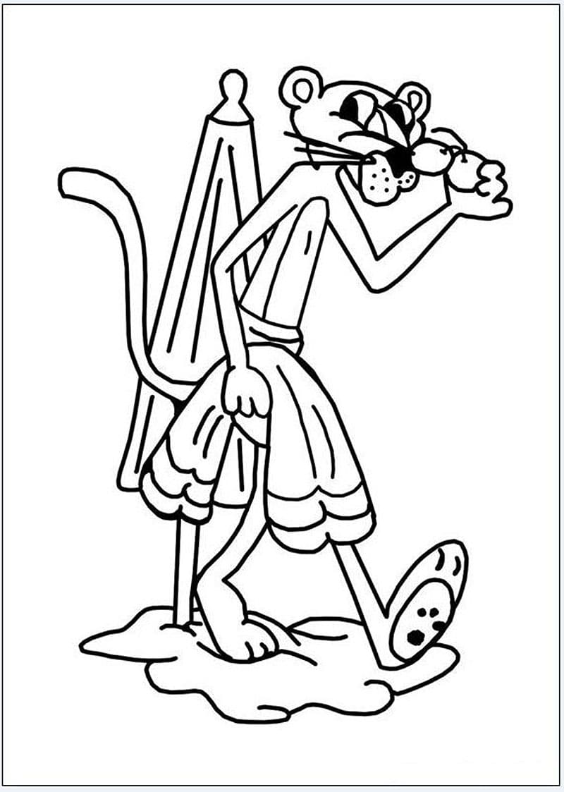 Coloring page Pink Panther Summer Pink Panther