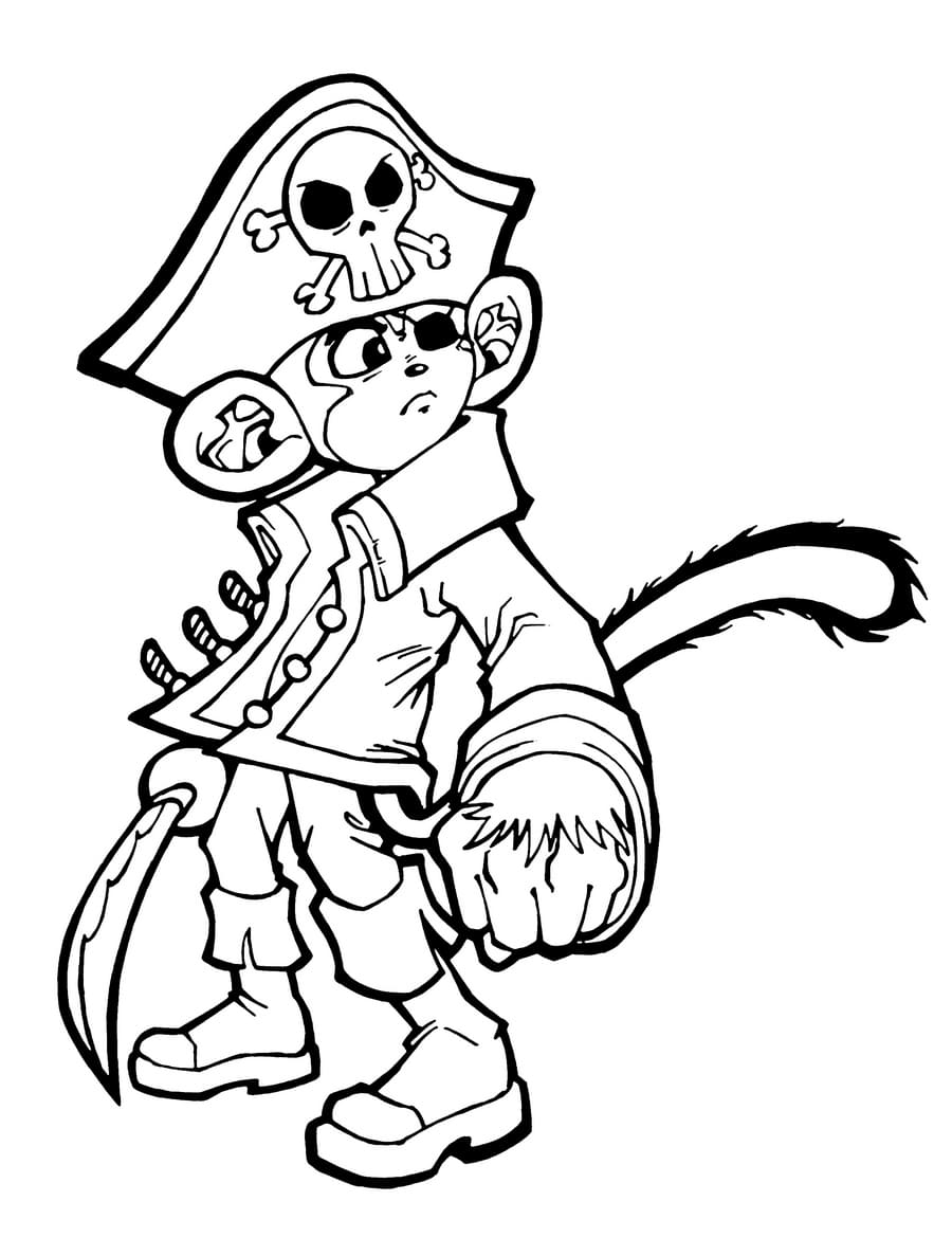 Coloring page Pirates Monkey Pirate
