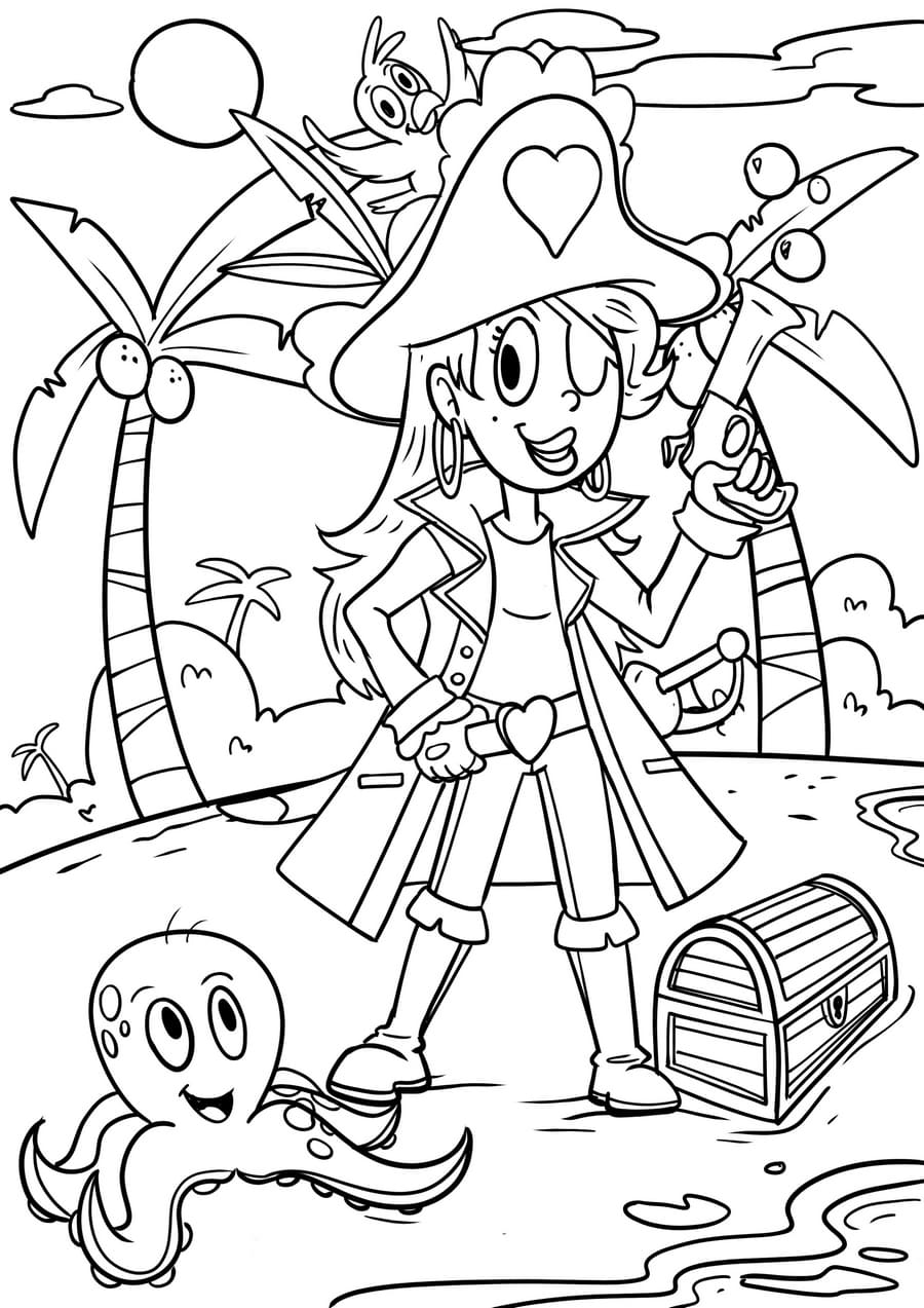 Coloring page Pirates Pirates have come for the treasure Print