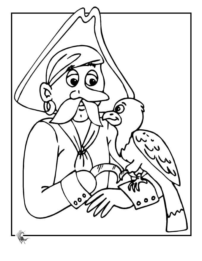 Coloring page Pirates Pirate and Parrot
