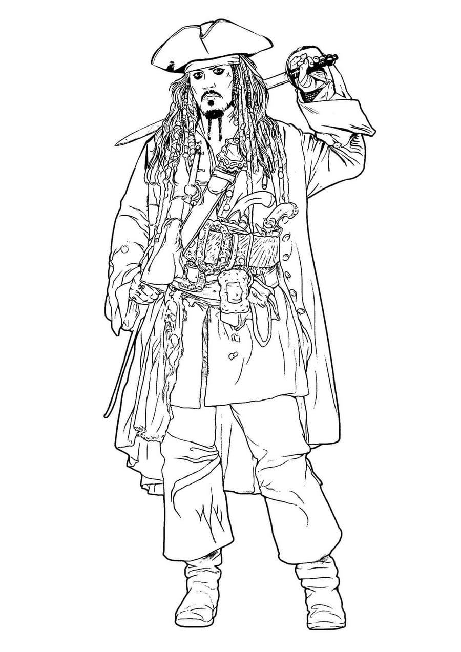 Coloring page Pirates Pirate Jack Sparrow