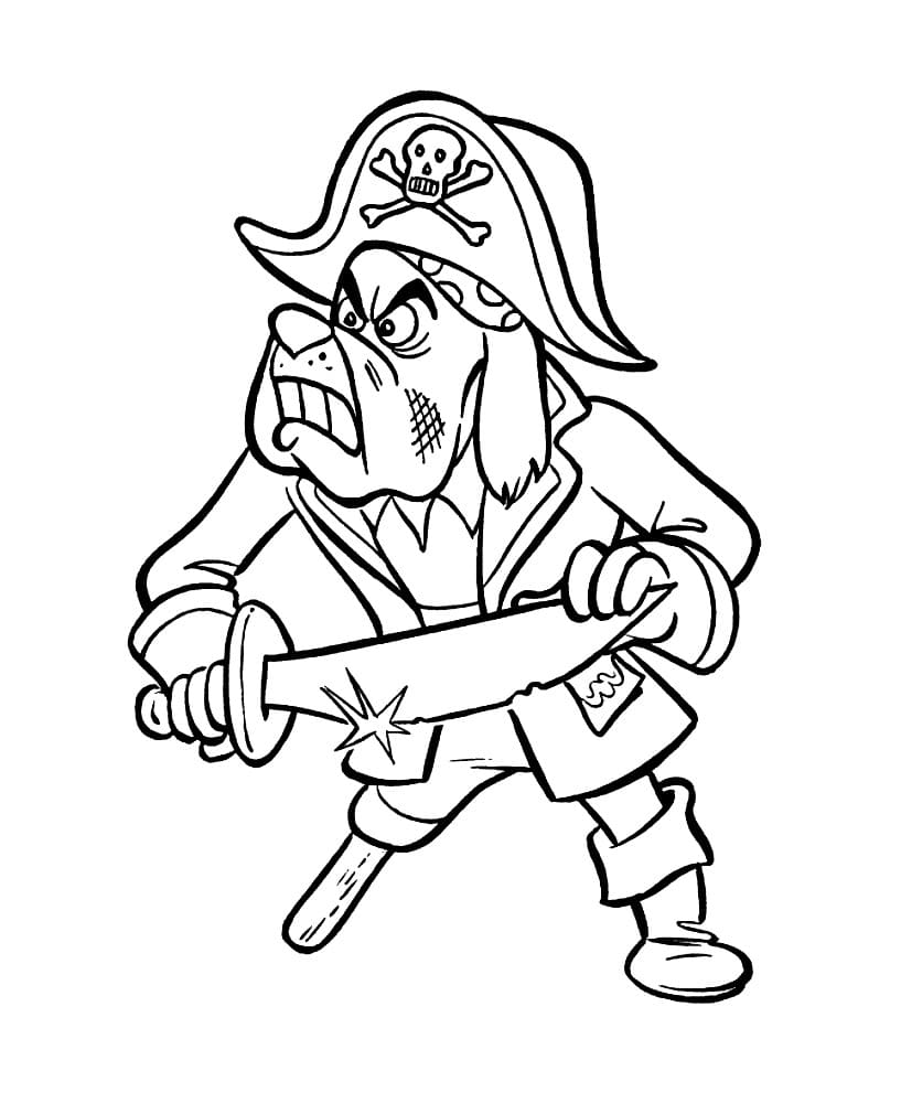 Coloring page Pirates Dog Pirate