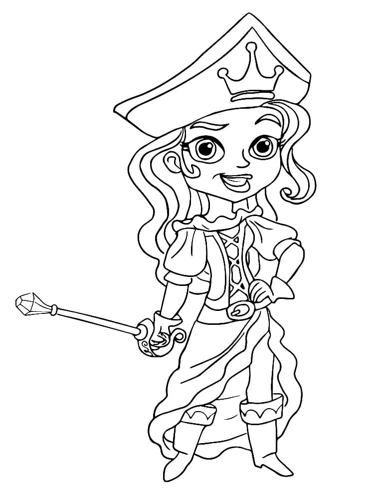 Раскраска Пираты Чиби Девушка Пират