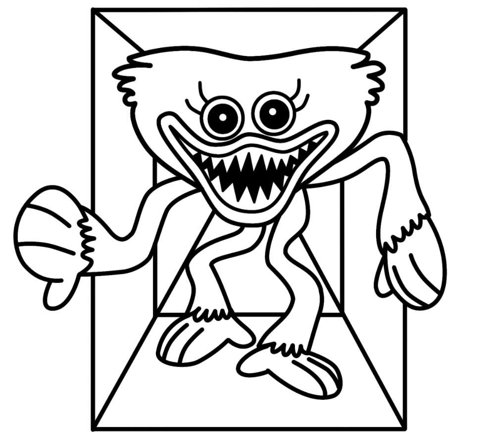 Coloring Pages Poppy Playtime Huggy Wuggy is looking for people Print