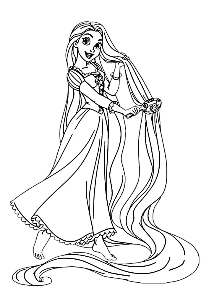Rapunzel spreizt ihre langen Haare