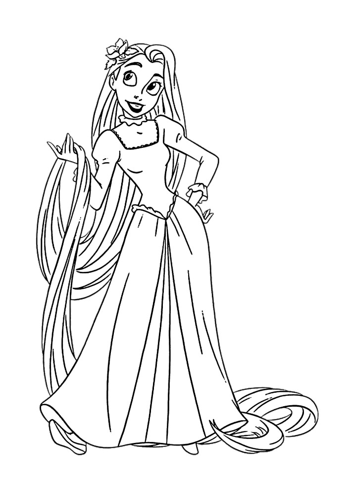 Rapunzel en un hermoso vestido