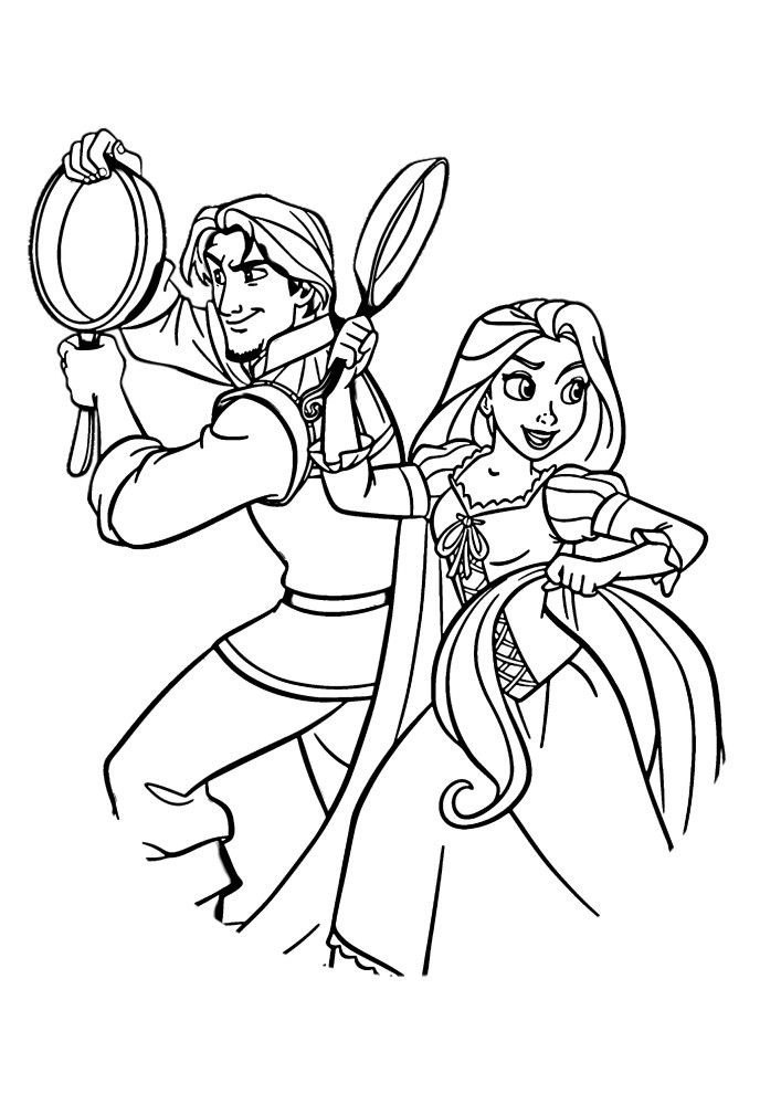 Rapunzel y Flynn en la danza del amor