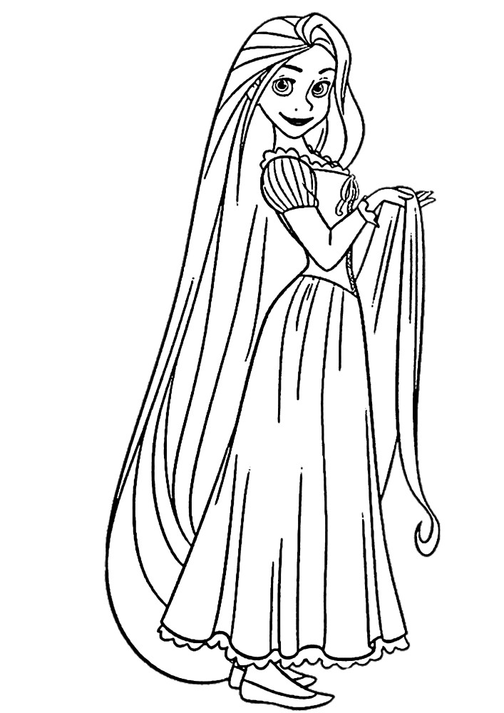 Happy Rapunzel girl with long hair