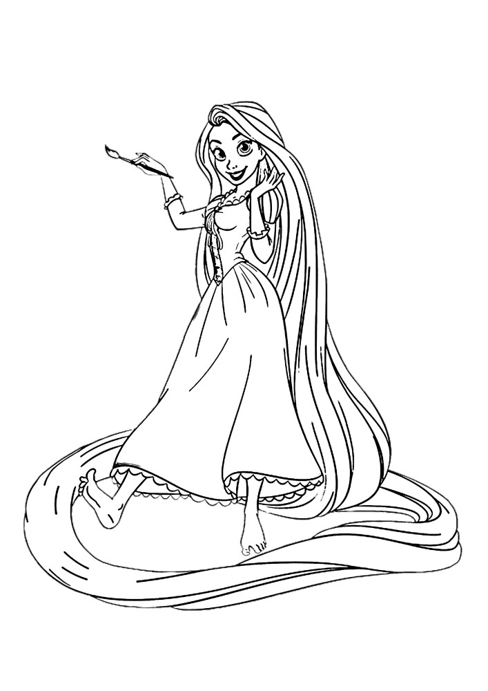 Rapunzel com escova para desenho