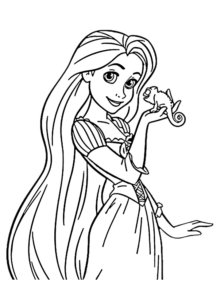 Mãe Gothel toca o rosto de Rapunzel