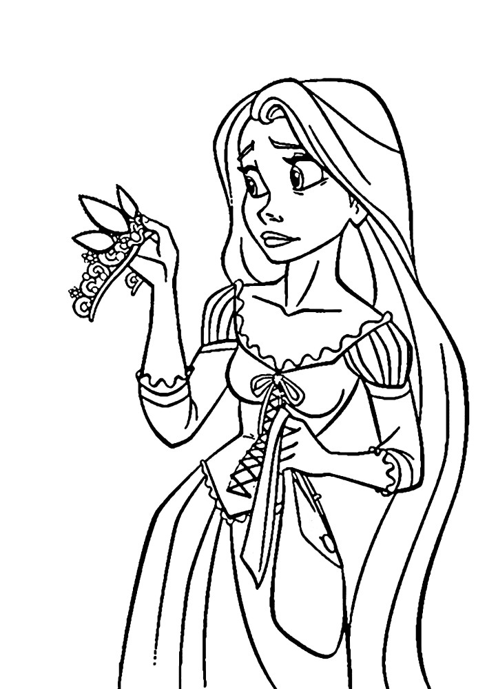 Rapunzel tries on her pet women's dresses