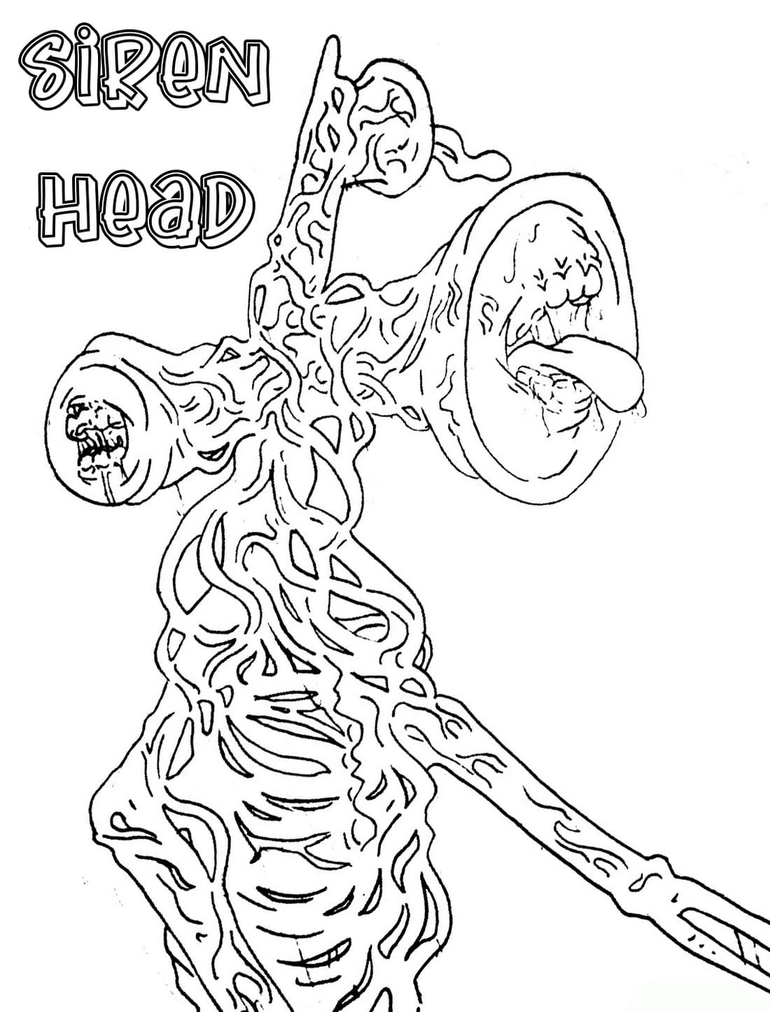 Coloring page Siren Head The Bony Monster