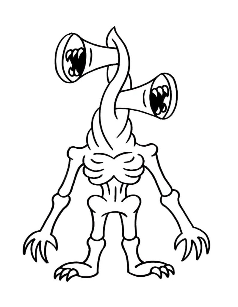 Ausmalbild Siren Head Monster für Kinder