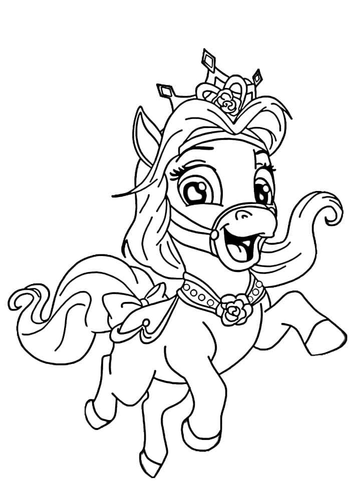 Cute little horse with a feather on the crown