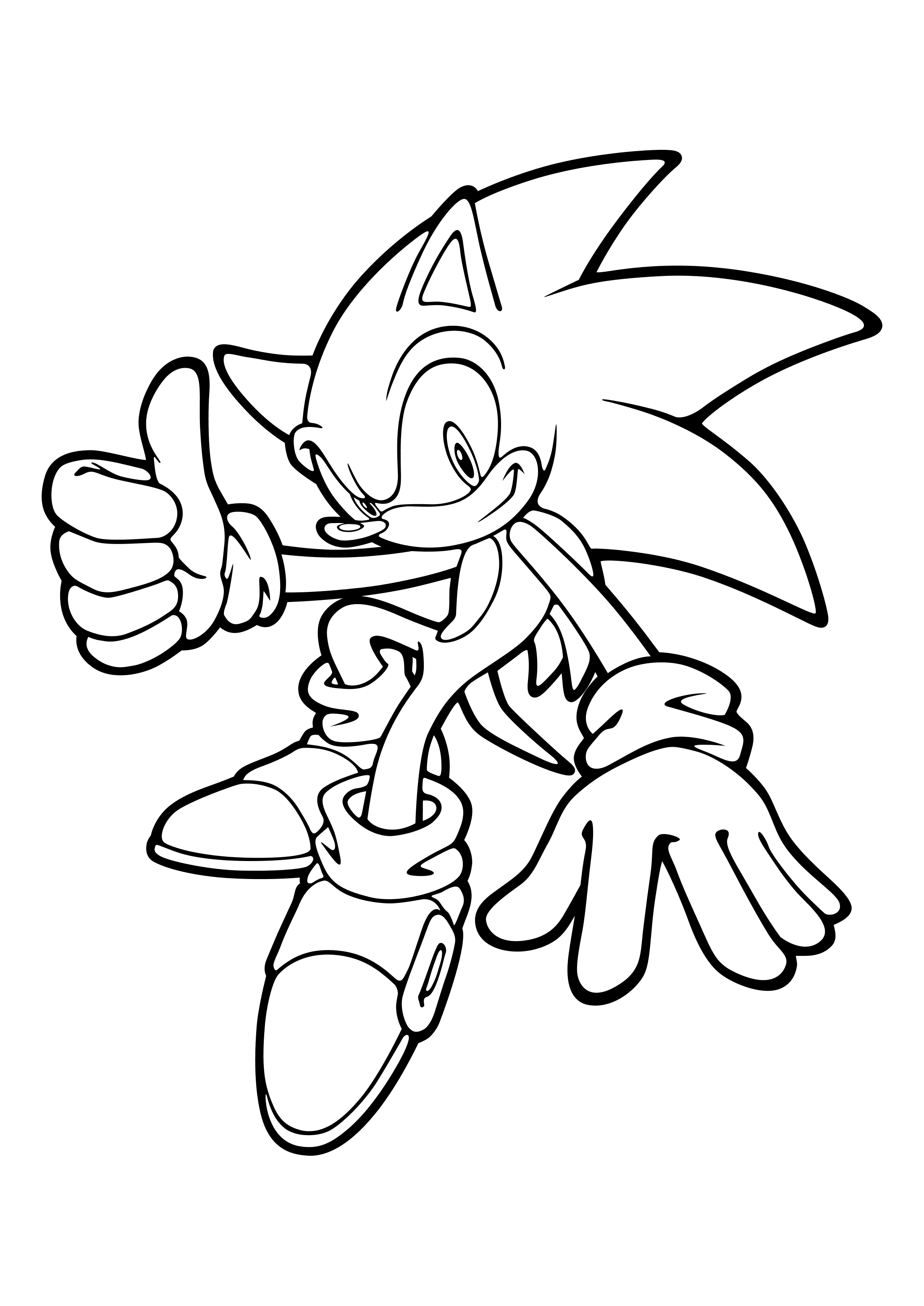 Para Colorear Sonic Muestra que todo está bien Imprimir Gratis