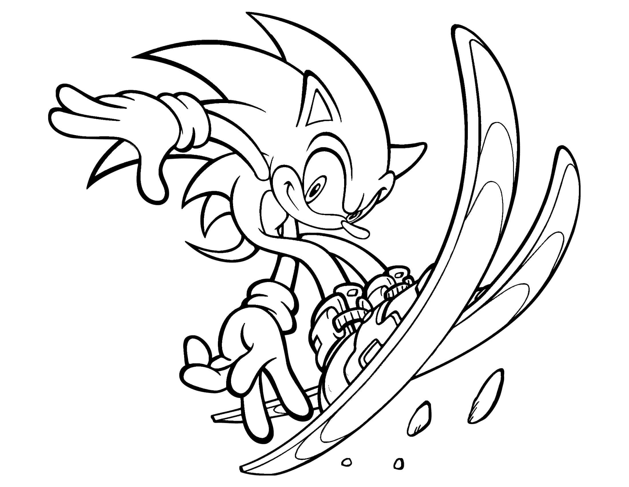 Coloring page Sonic skiing
