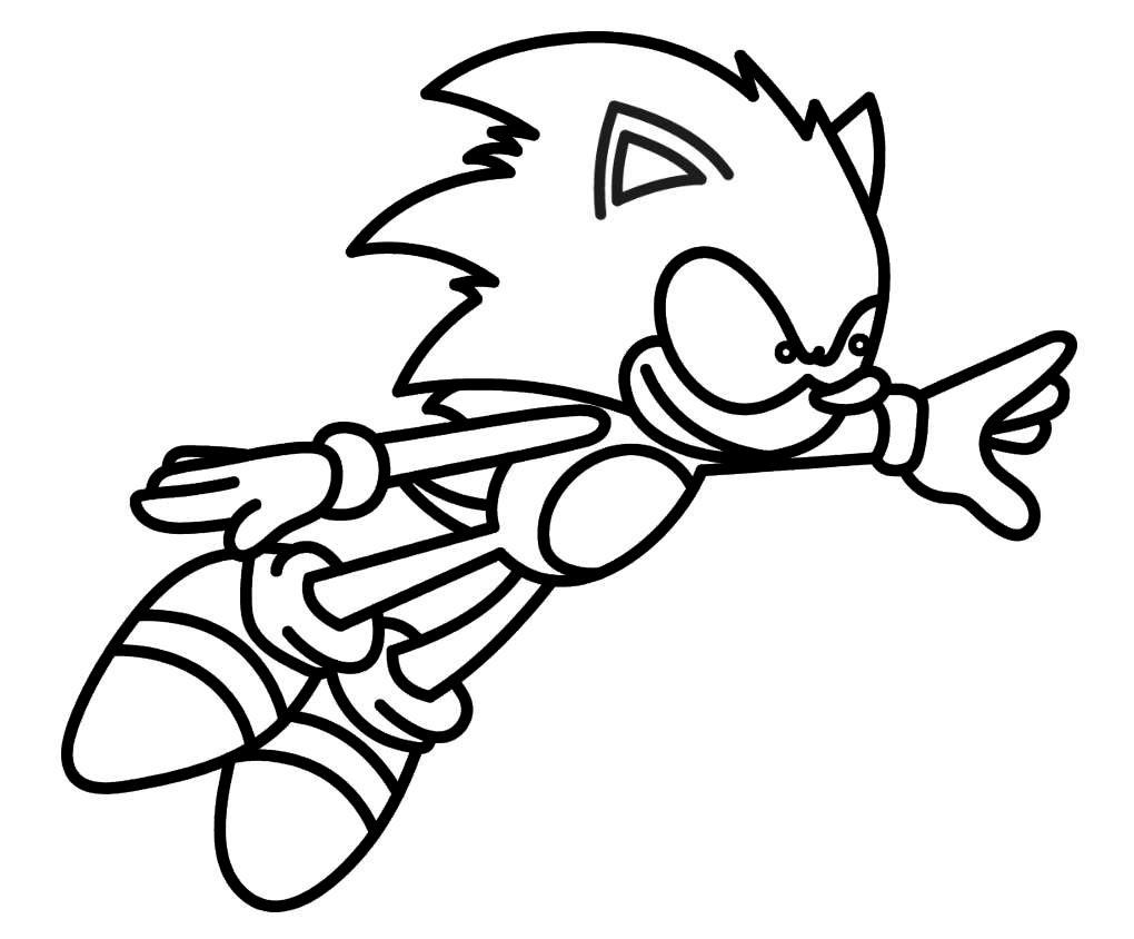 Coloring page Sonic in flight