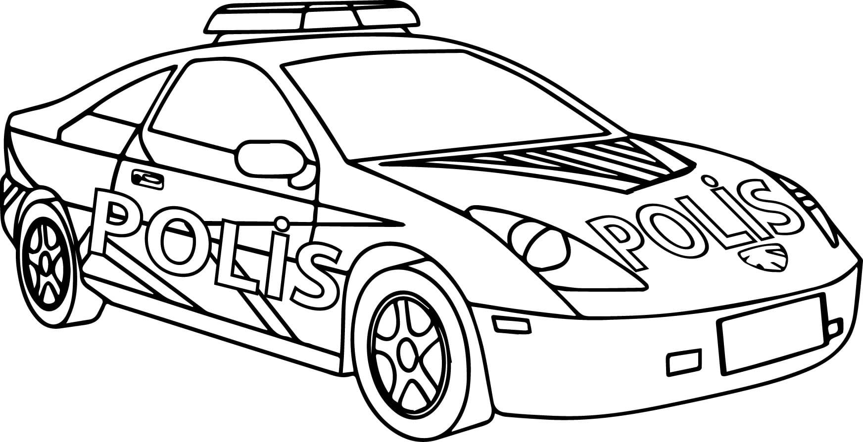 Ausmalbild Rennwagen Polizei Sportwauto