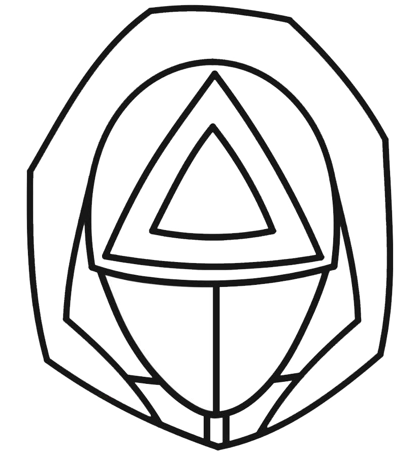 Coloring page Squid Game A guard with a triangle