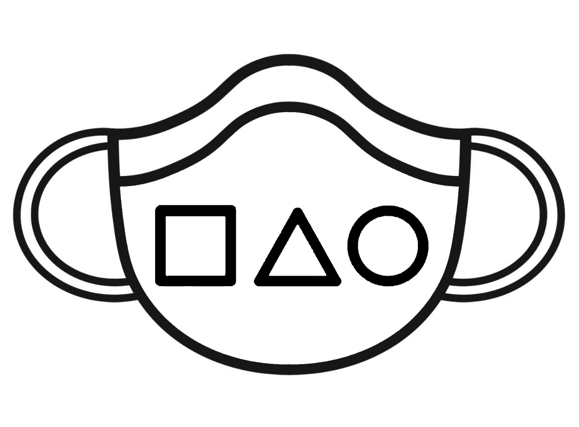 Ausmalbild tintenfisch-Spiel maske mit Symbolen
