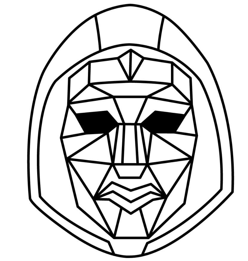 Ausmalbild tintenfisch-Spiel moderatorin in schwarzer Maske