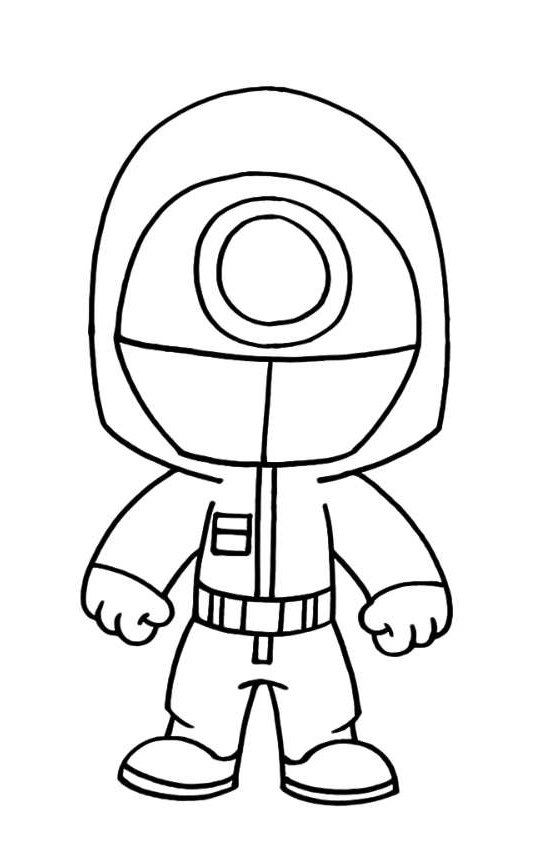 Coloring page Squid Game A guard with a circle