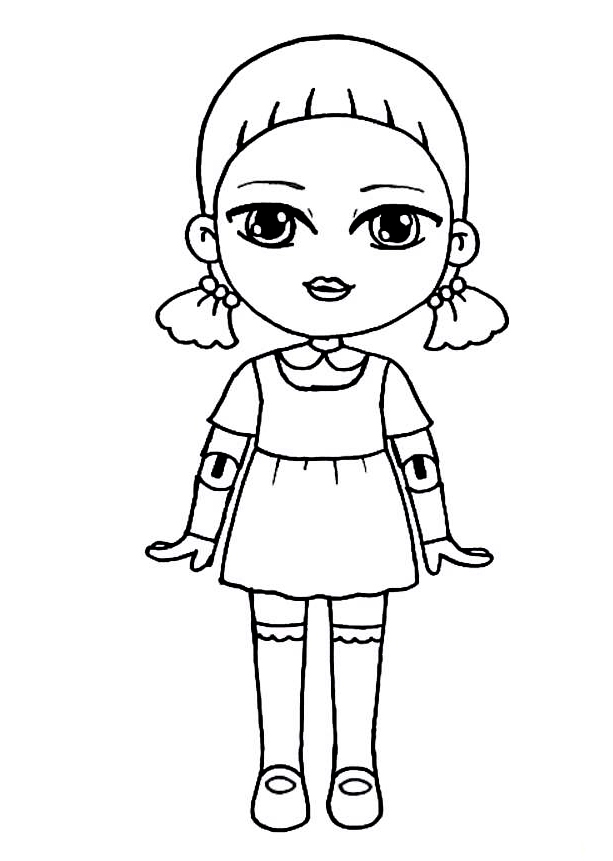 Coloring page Squid Game cartoon doll