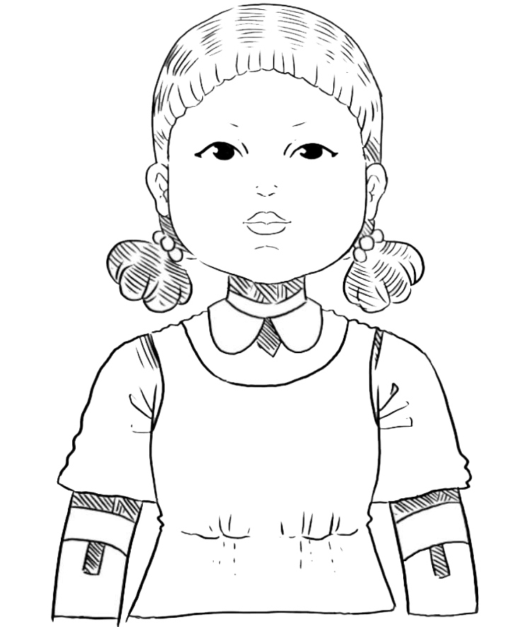 Coloring page Squid Game Realistic doll