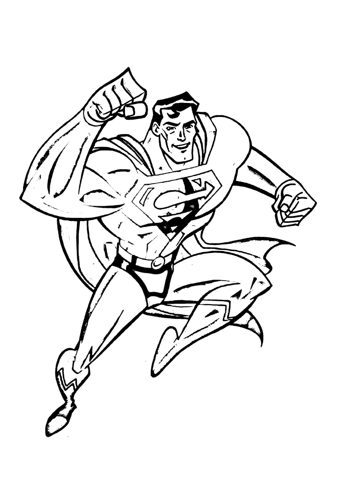 Superman in flight-black and white image.