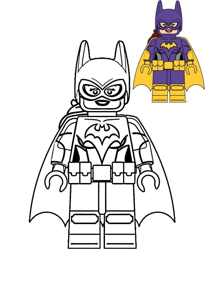 The Batman woman and the suggested coloring option.
