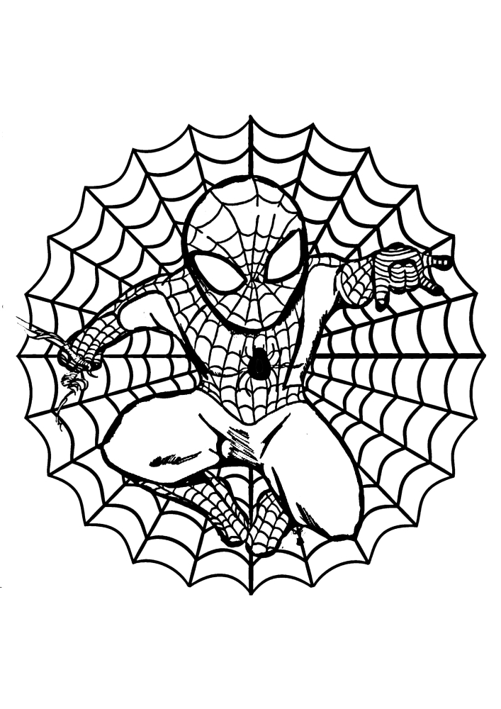 Раскраска с большим количеством деталей - Человек-паук