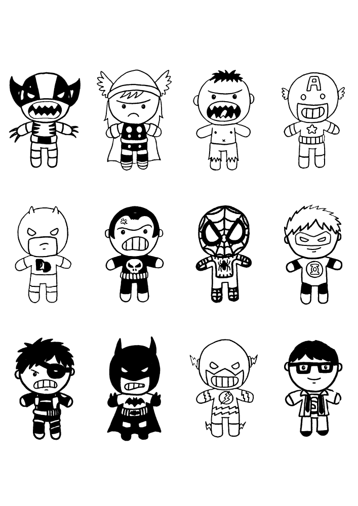 Раскраска супергероев для малышей - скачать или распечатать бесплатно