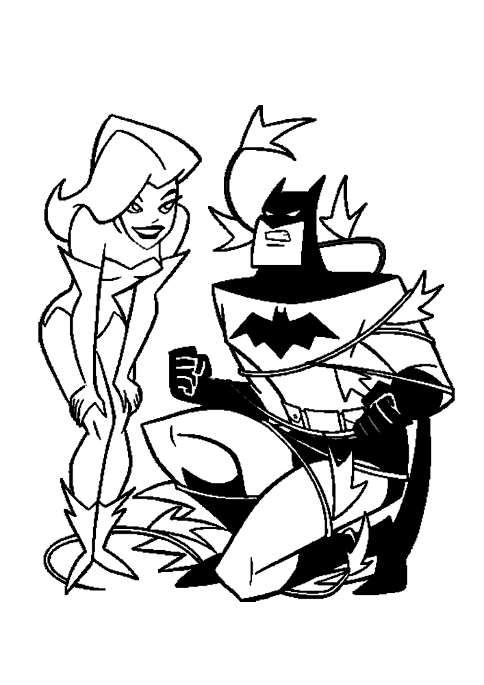Poison Ivy tied up Batman-Coloring Book