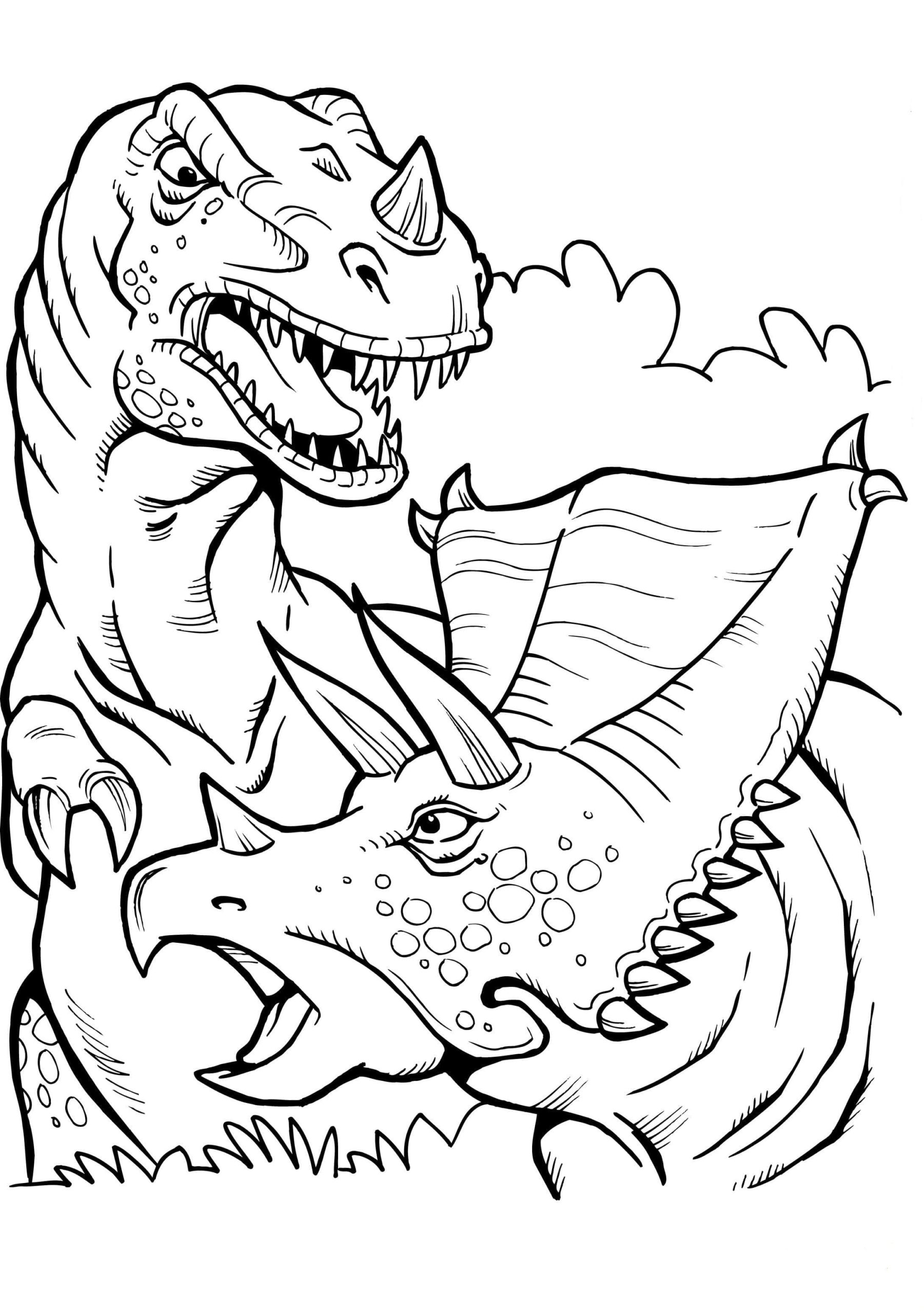 Para Colorear T-Rex (Tiranosaurio) - Imprimir