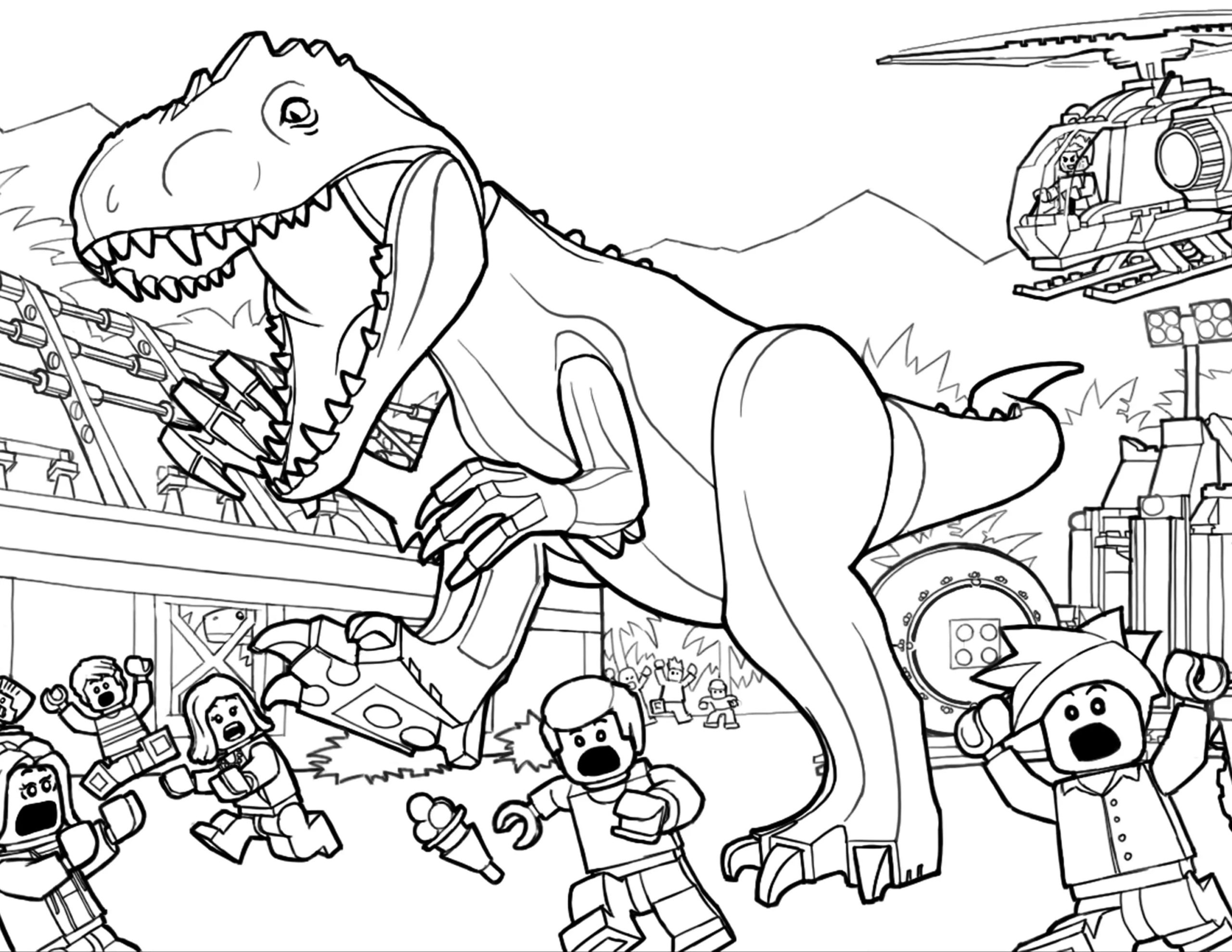 Para Colorear T-rex Dinosaurio LEGO