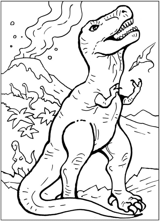 Para Colorear T-rex Mundo Jurásico