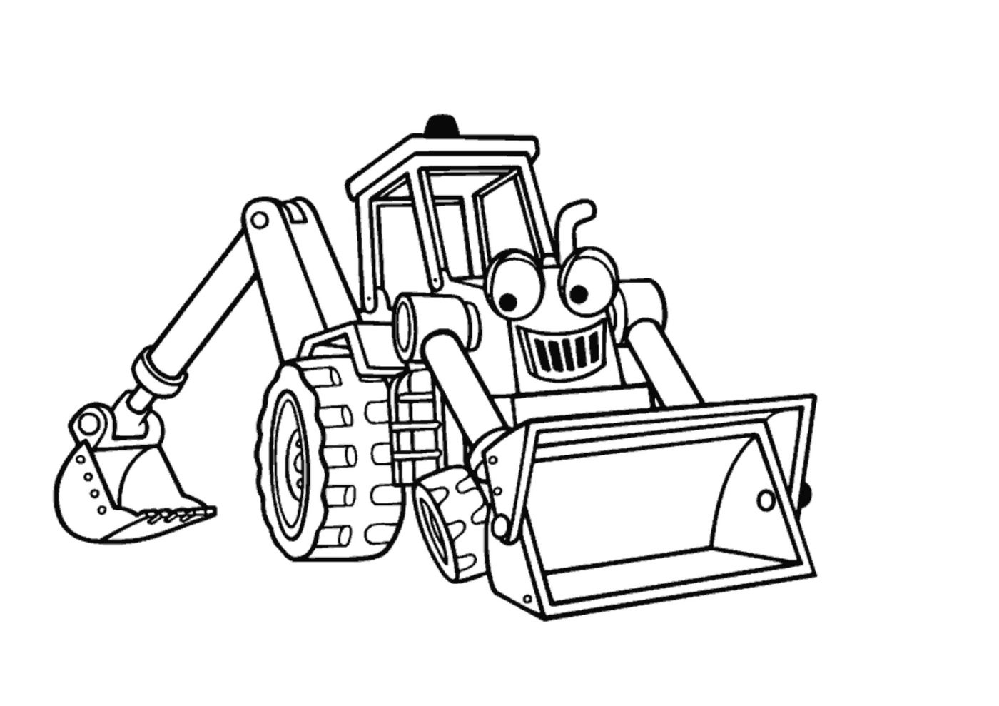Coloring page Tractor Tractor with eyes