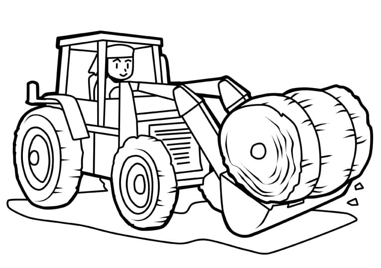 Ausmalbild Traktor Traktor transportiert Heu