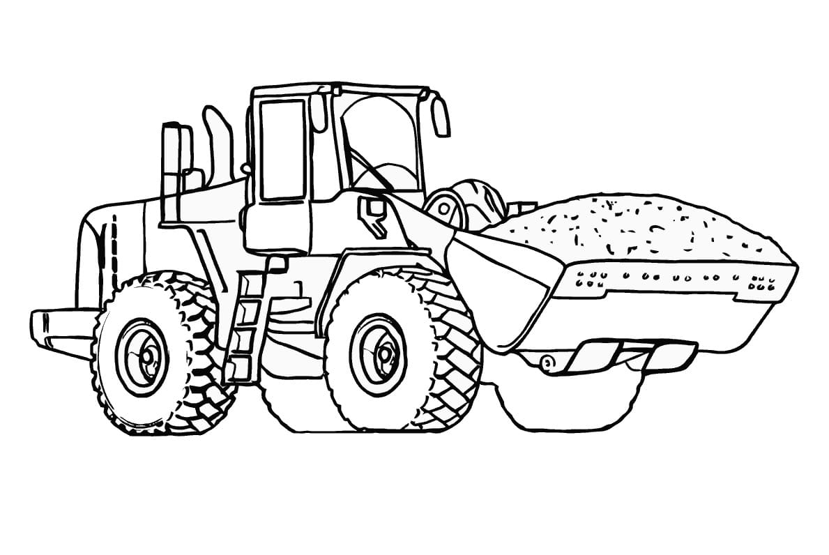 Coloring page Tractor Tractor carries sand