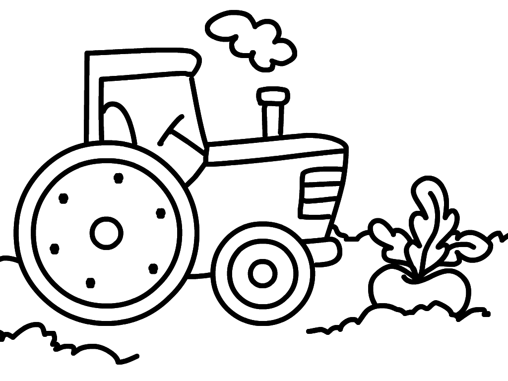 Coloring page Tractor Tractor and turnip
