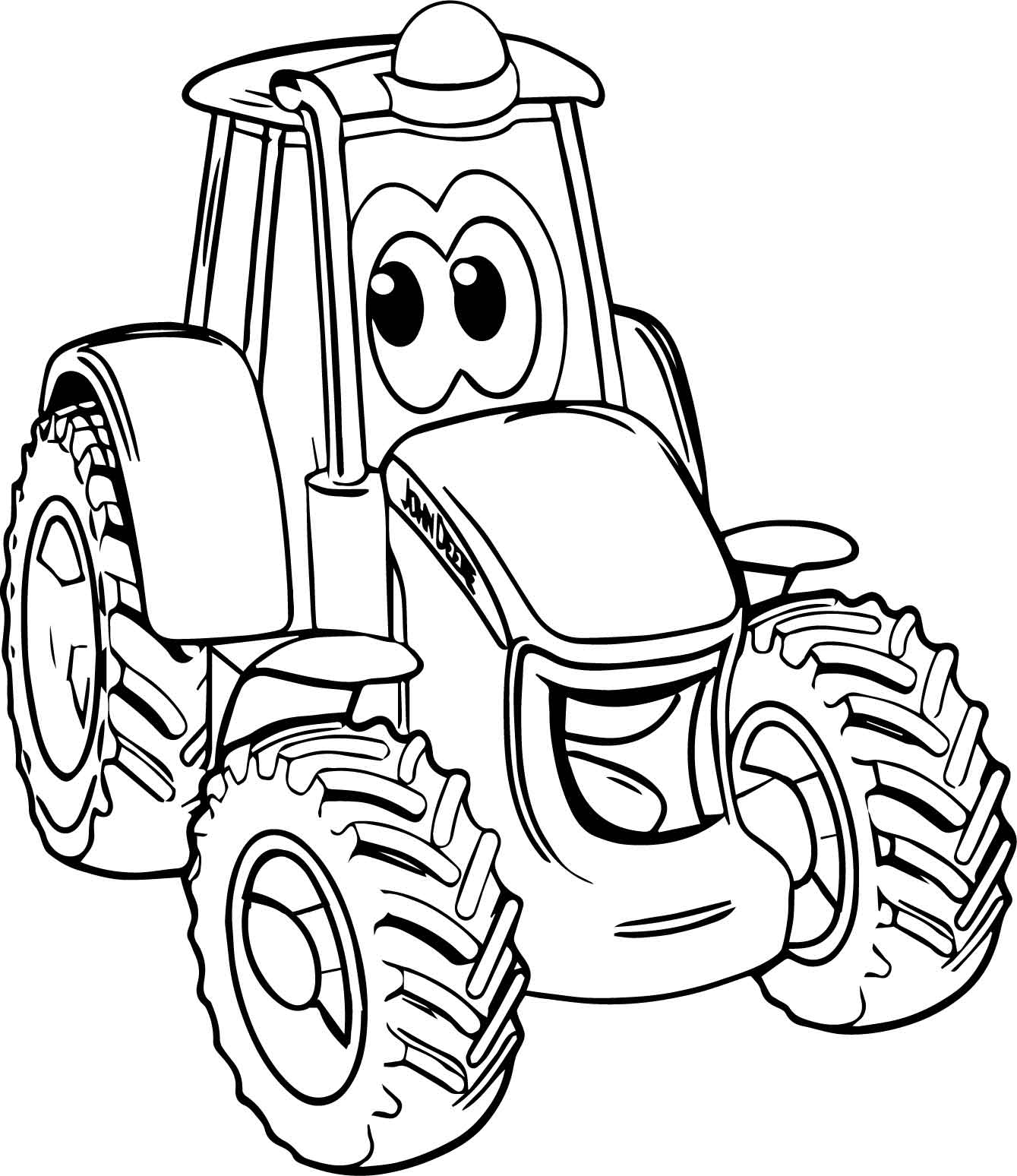 Ausmalbild Traktor Traktor mit Augen für Jungen