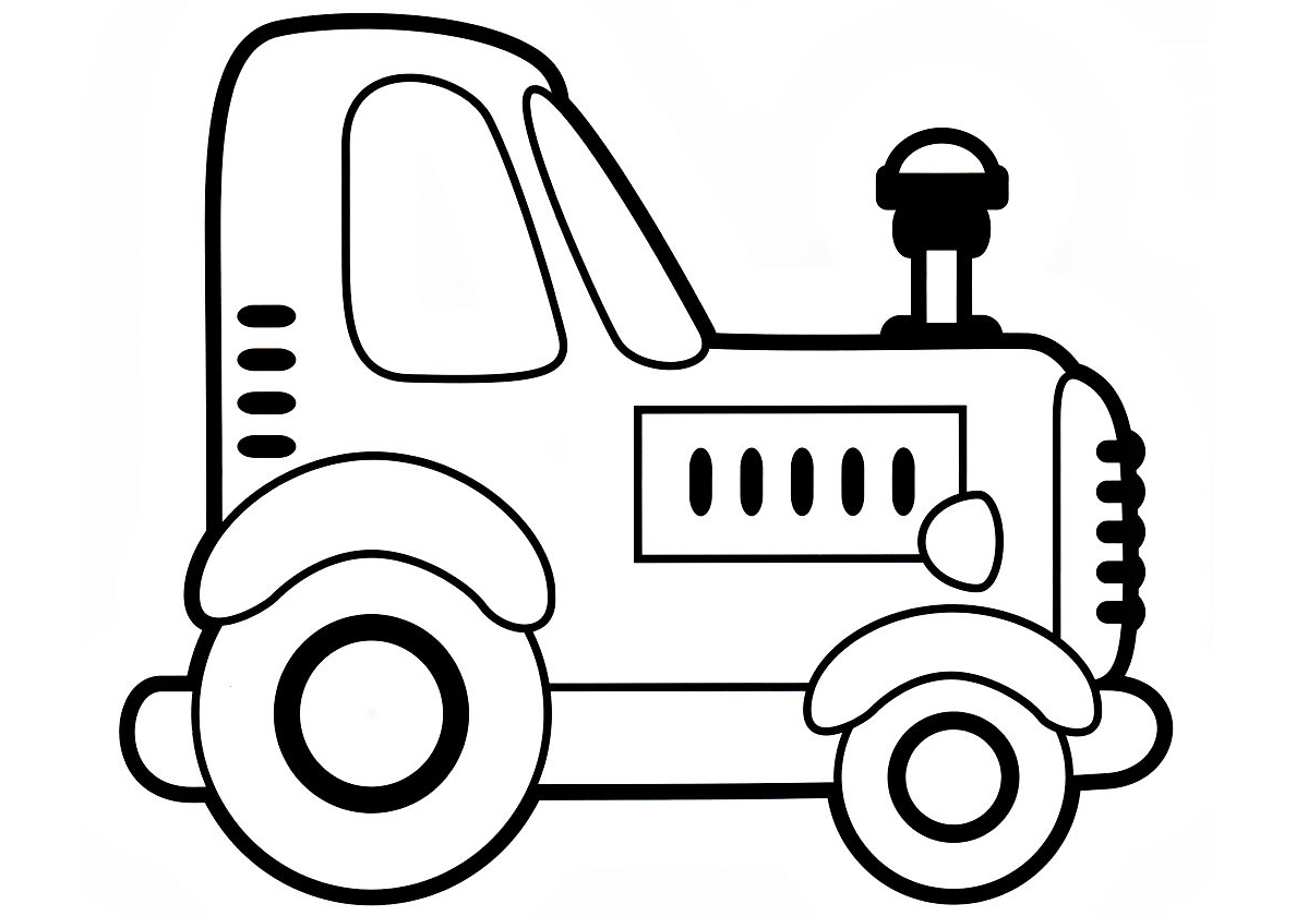 Coloring page Tractor Tractor for kids 3-4 years old