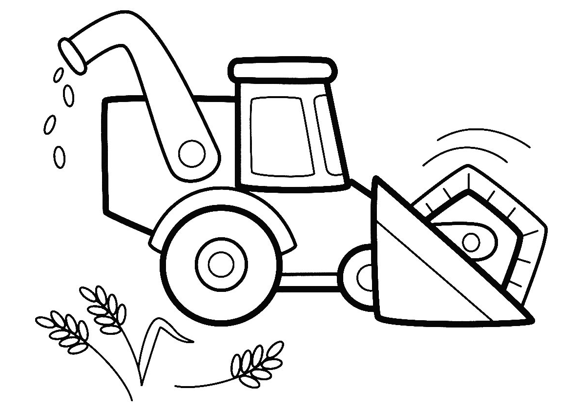 Coloring page Tractor Combine Harvester